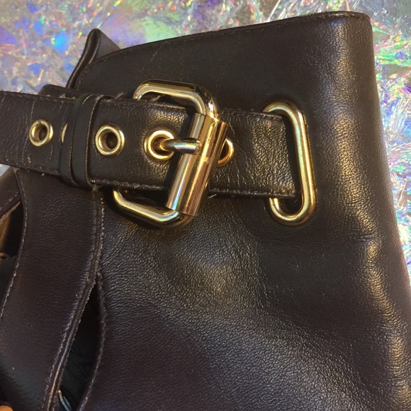 Bebe Platform high heel boots brown and gold, Sz 7 - Picture 7 of 8